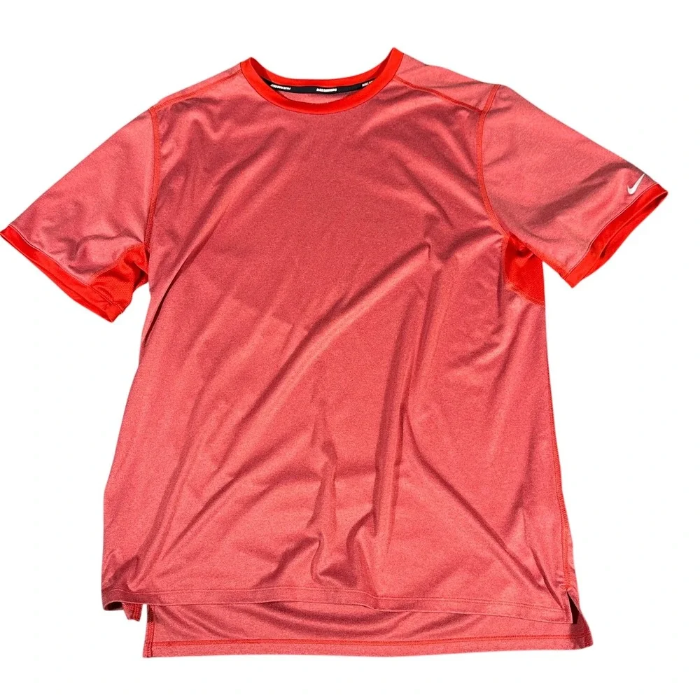 Nike Running Shirt Mens XL Red Dri-FIT Short Sleeve Heathered Top 451267-657
